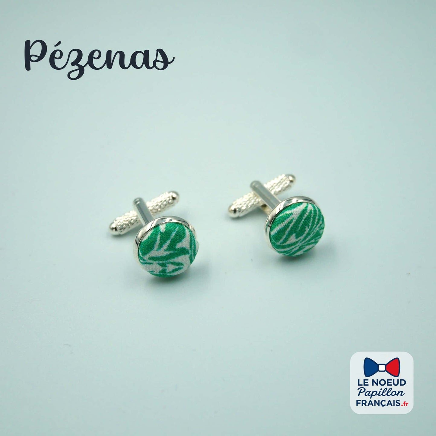 boutons de manchette vert et blanc