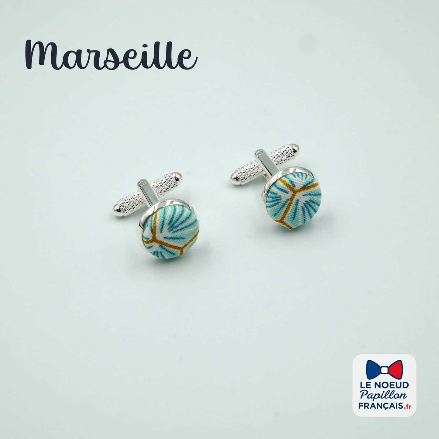 boutons de manchette bleu ciel