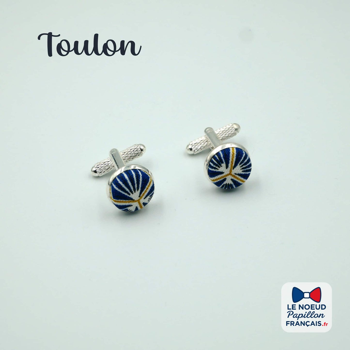 boutons de manchette bleu géométrique