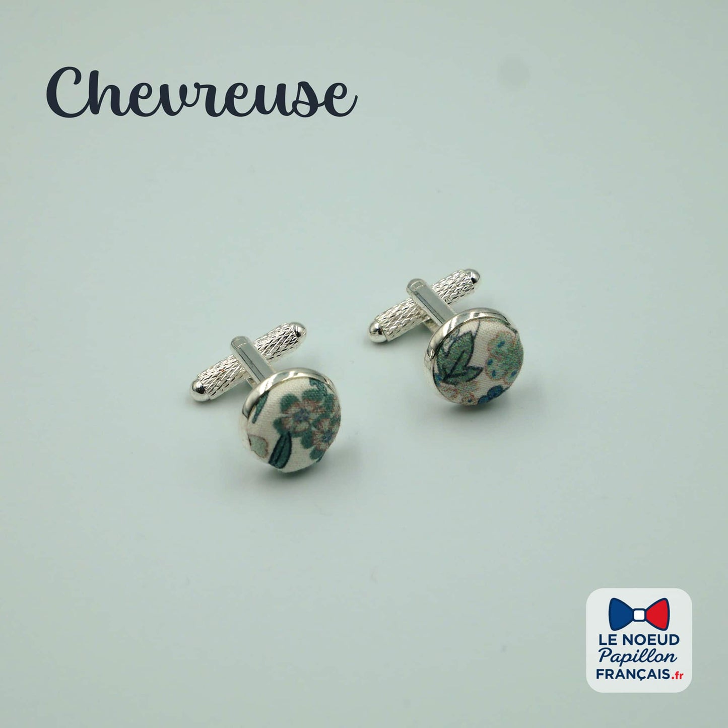 boutons de manchette vert fleuri