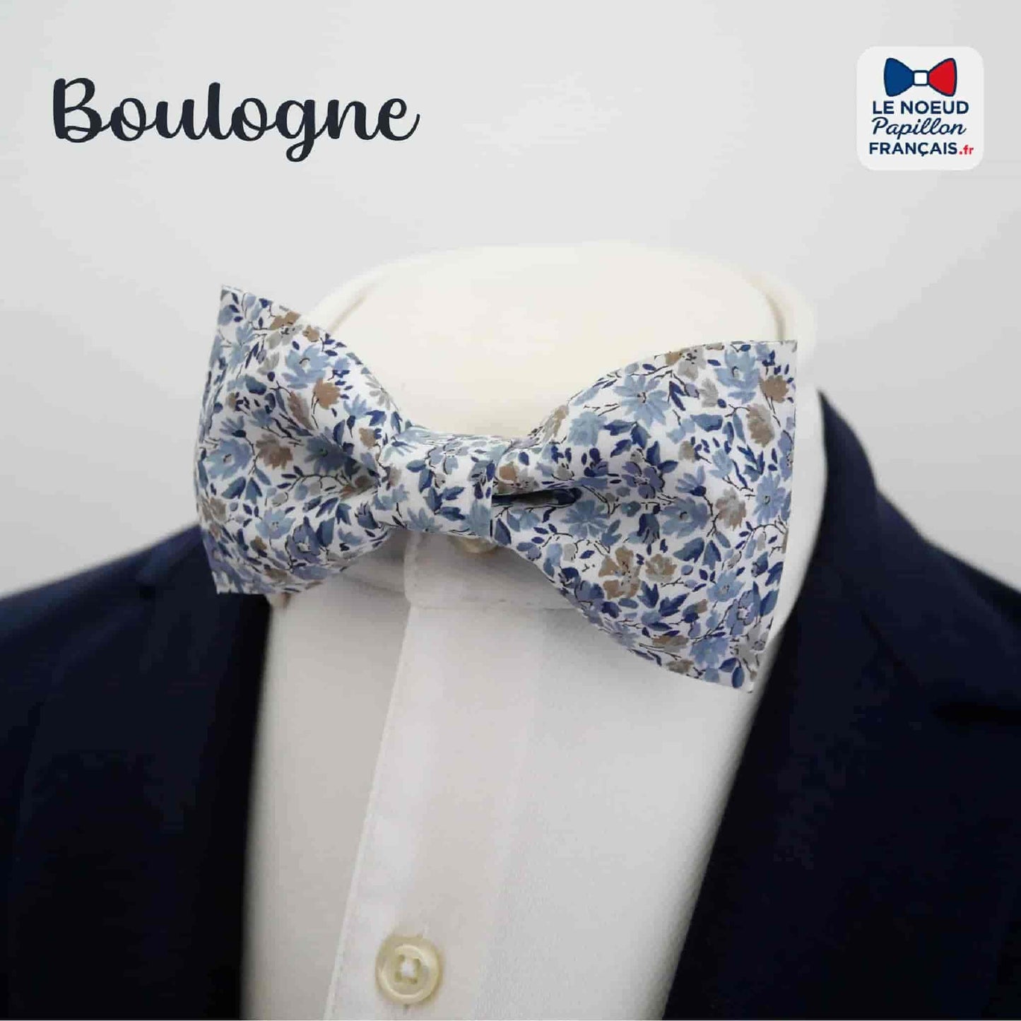 Noeud papillon bleu gris liberty