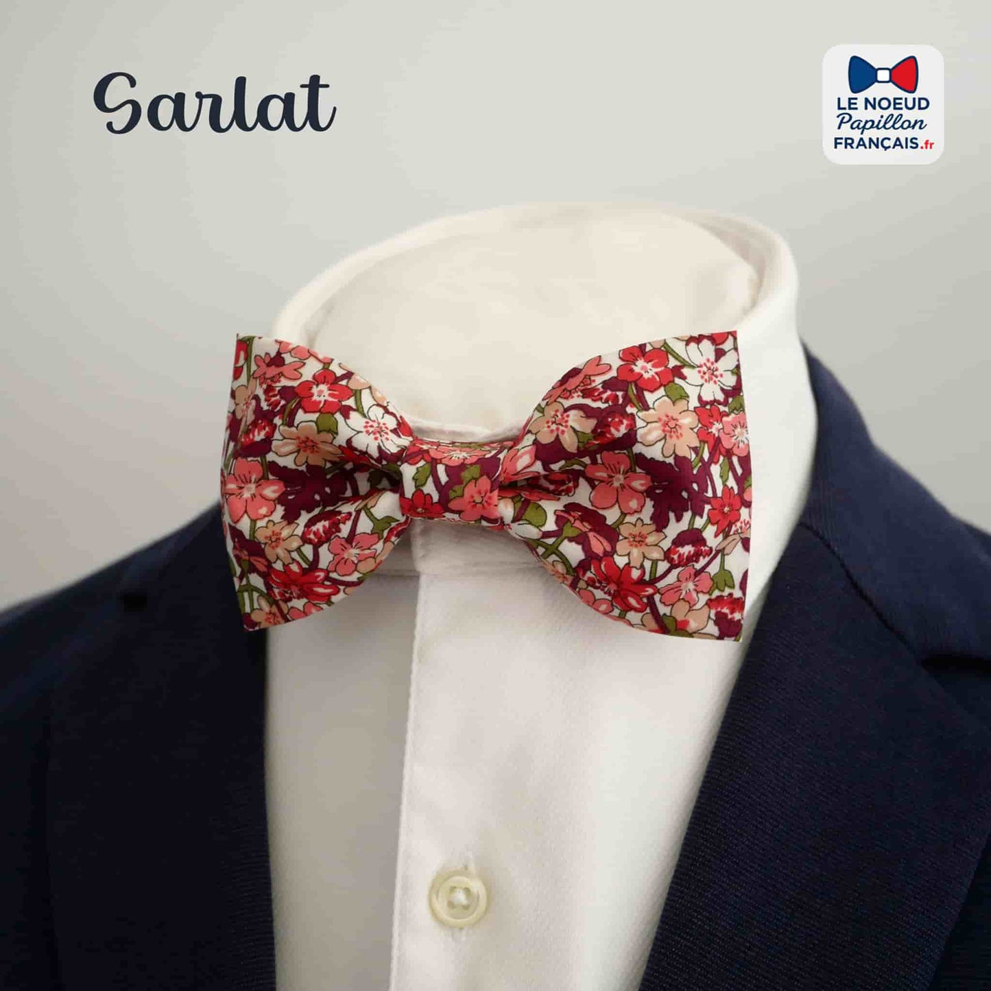 noeud papillon fleuri rose rouge violet