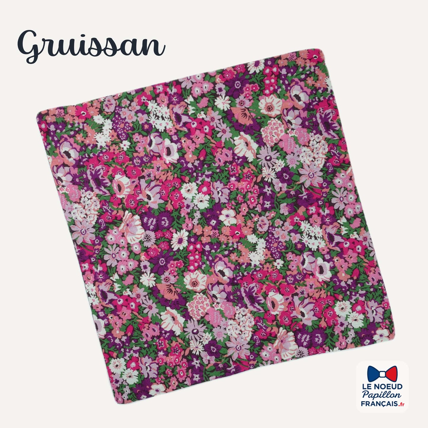 Pochette de costume violet fleuri rose