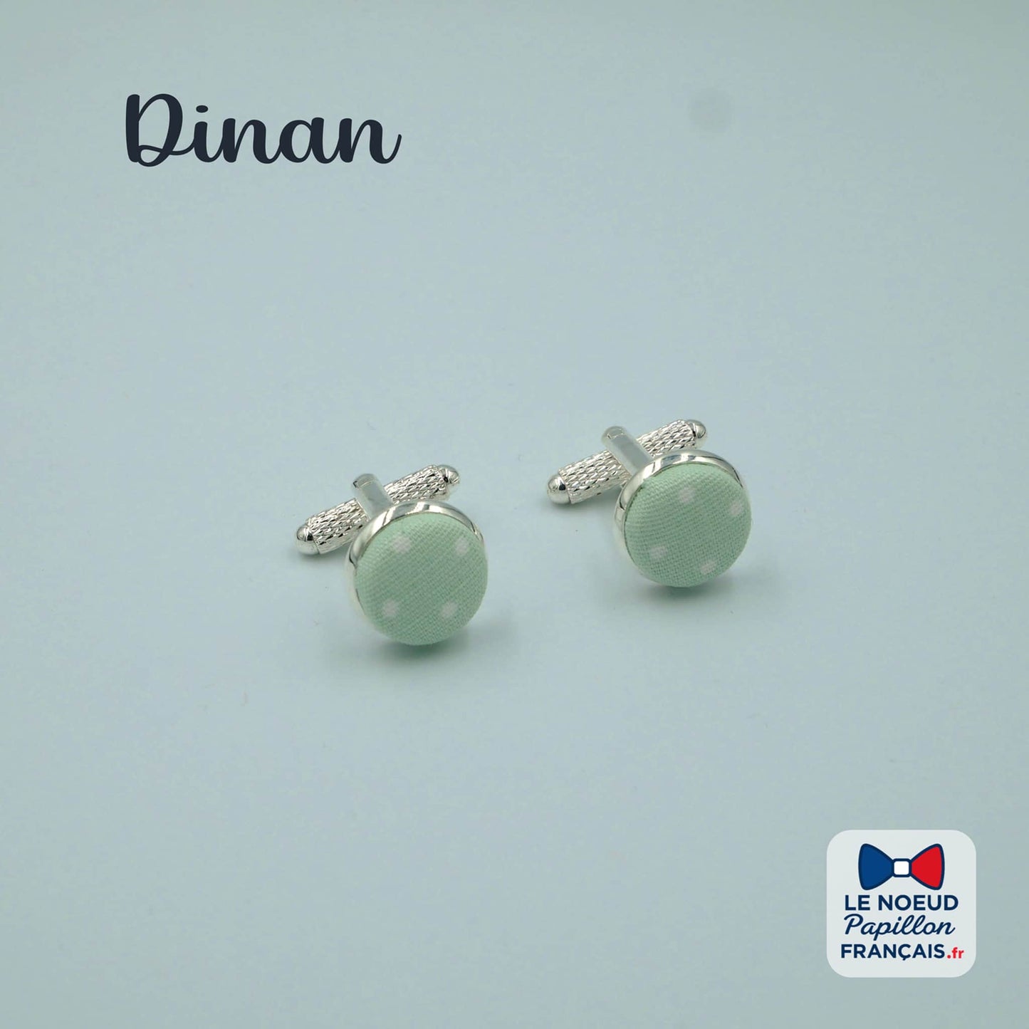 boutons de manchette vert pois blancs