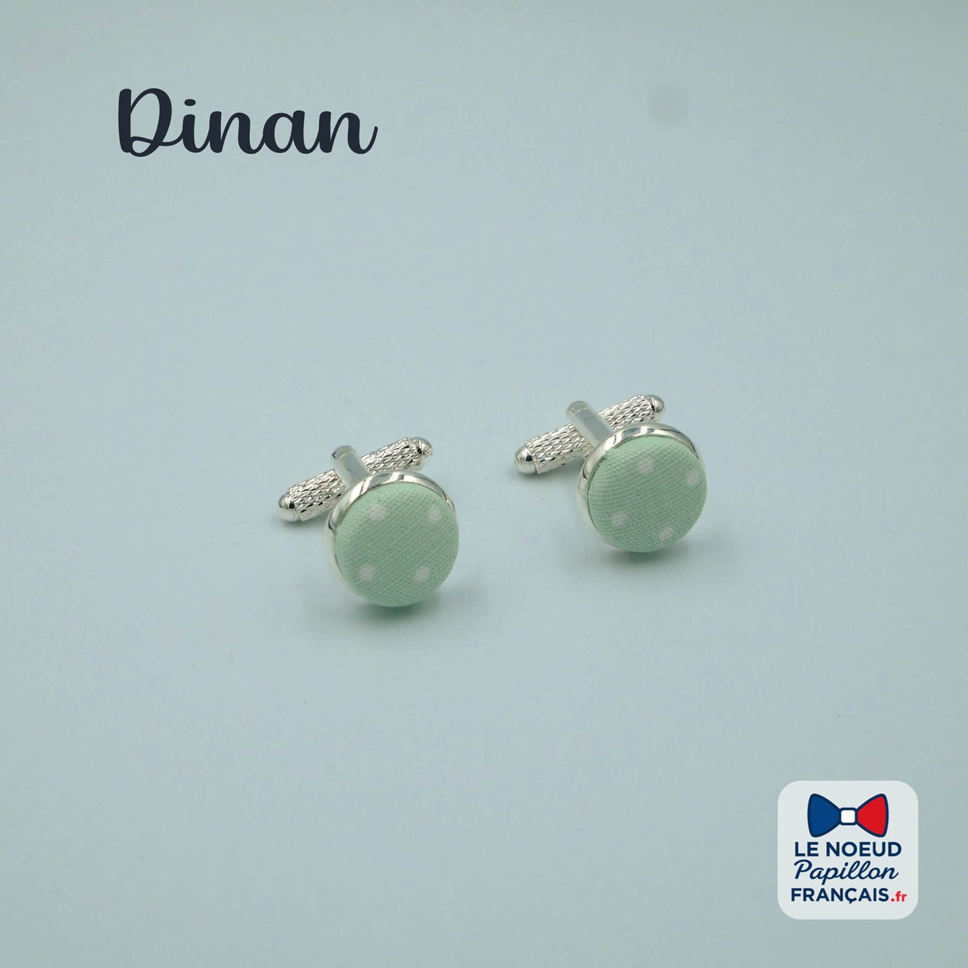 boutons de manchette vert pois blancs