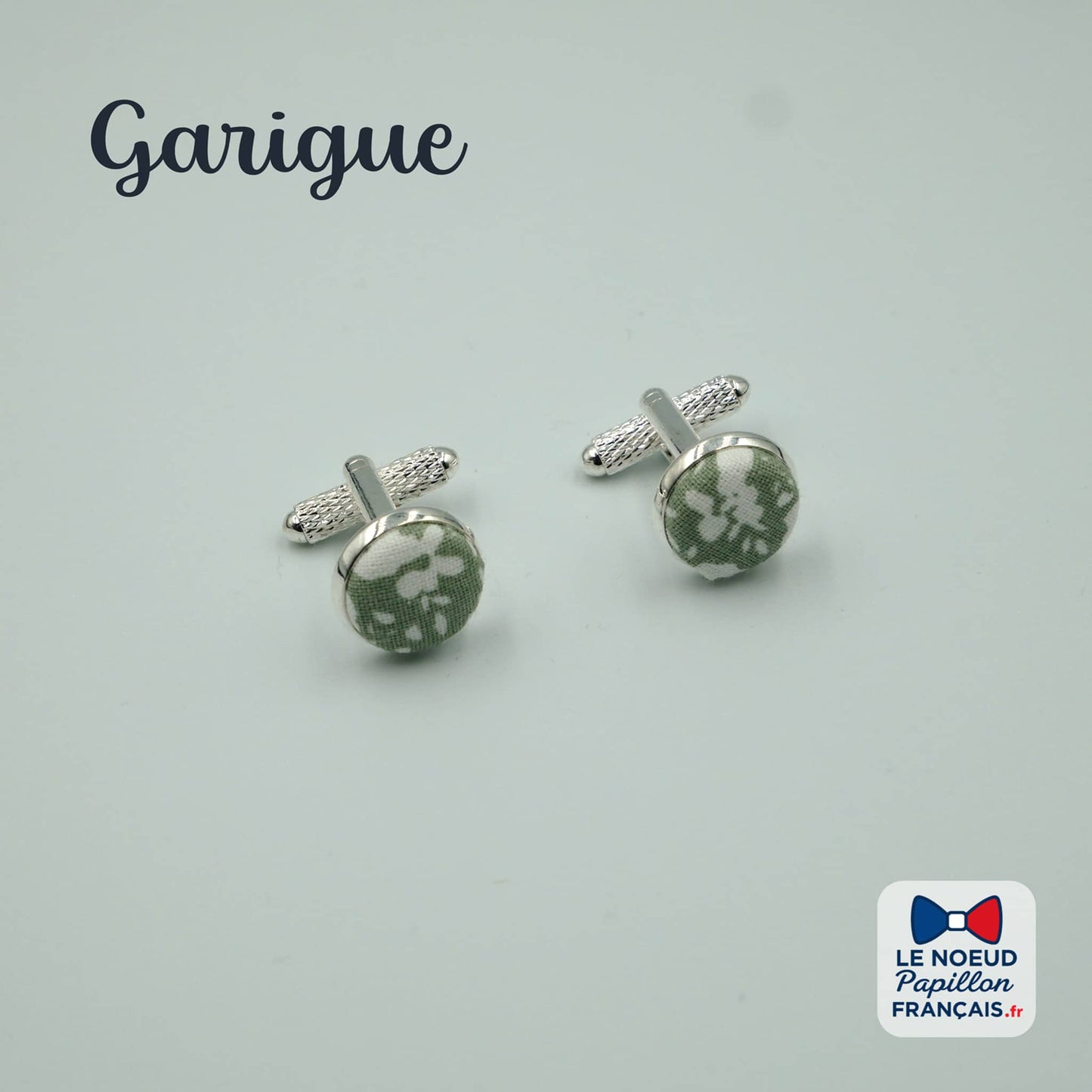 boutons de manchette vert fleuri blanc