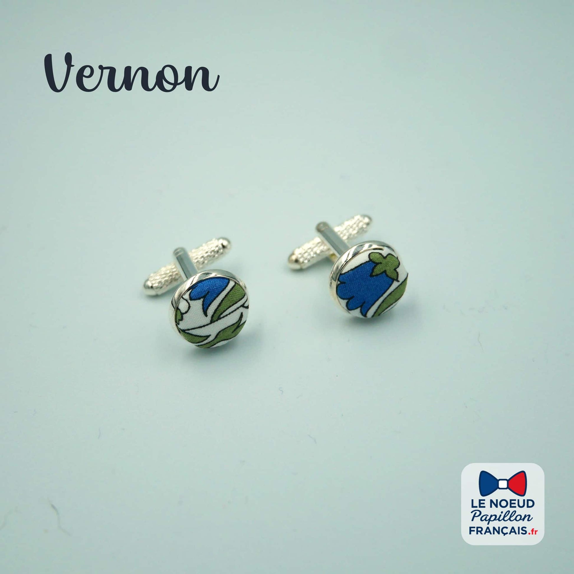 Boutons de manchette bleu vert