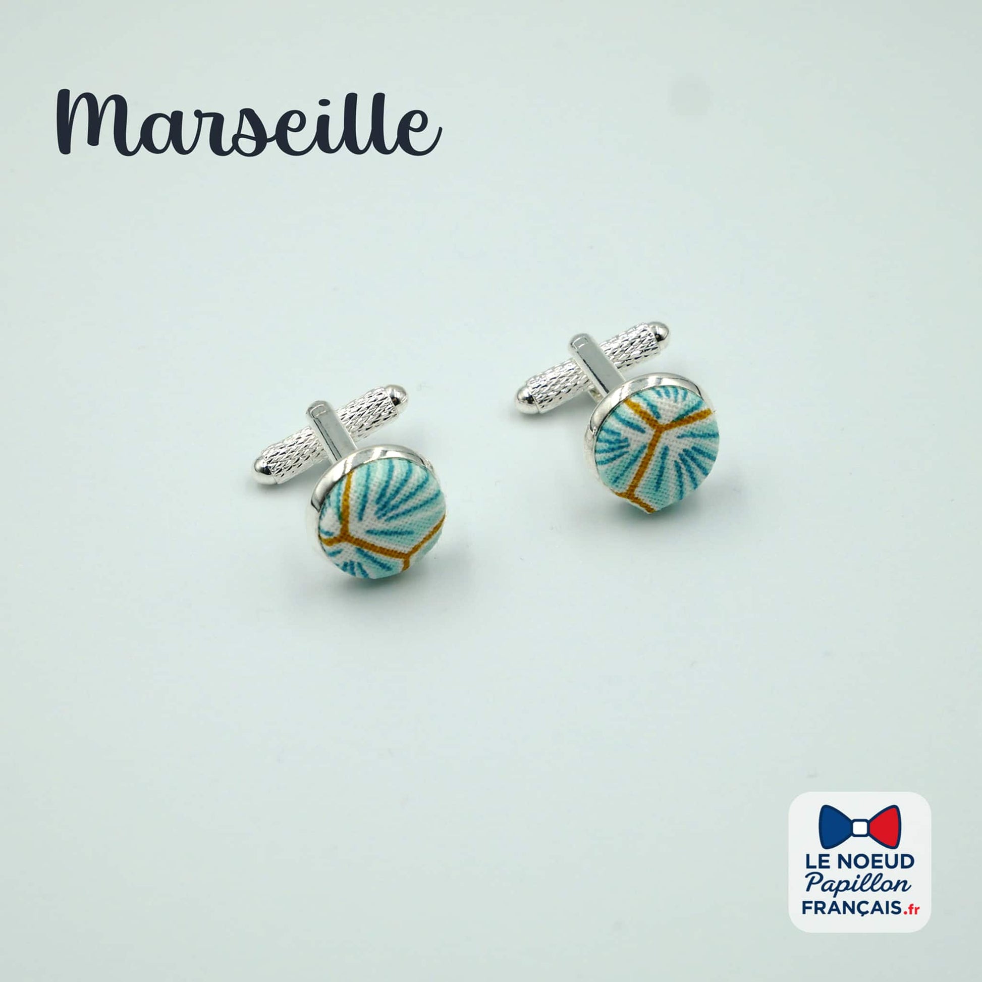 boutons de manchette bleu ciel