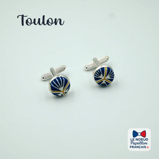 boutons de manchette bleu géométrique