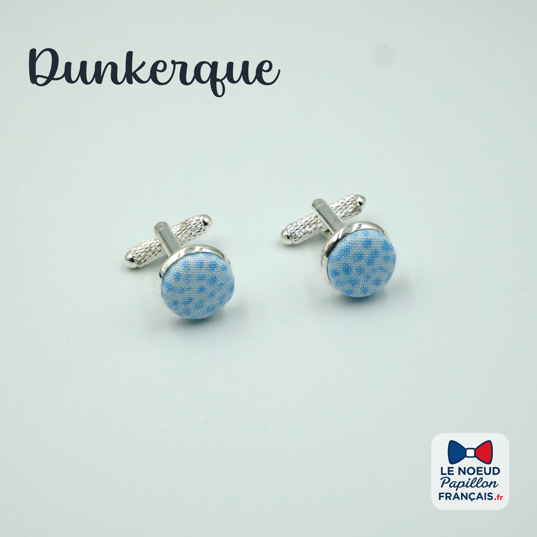 boutons de manchette bleu ciel