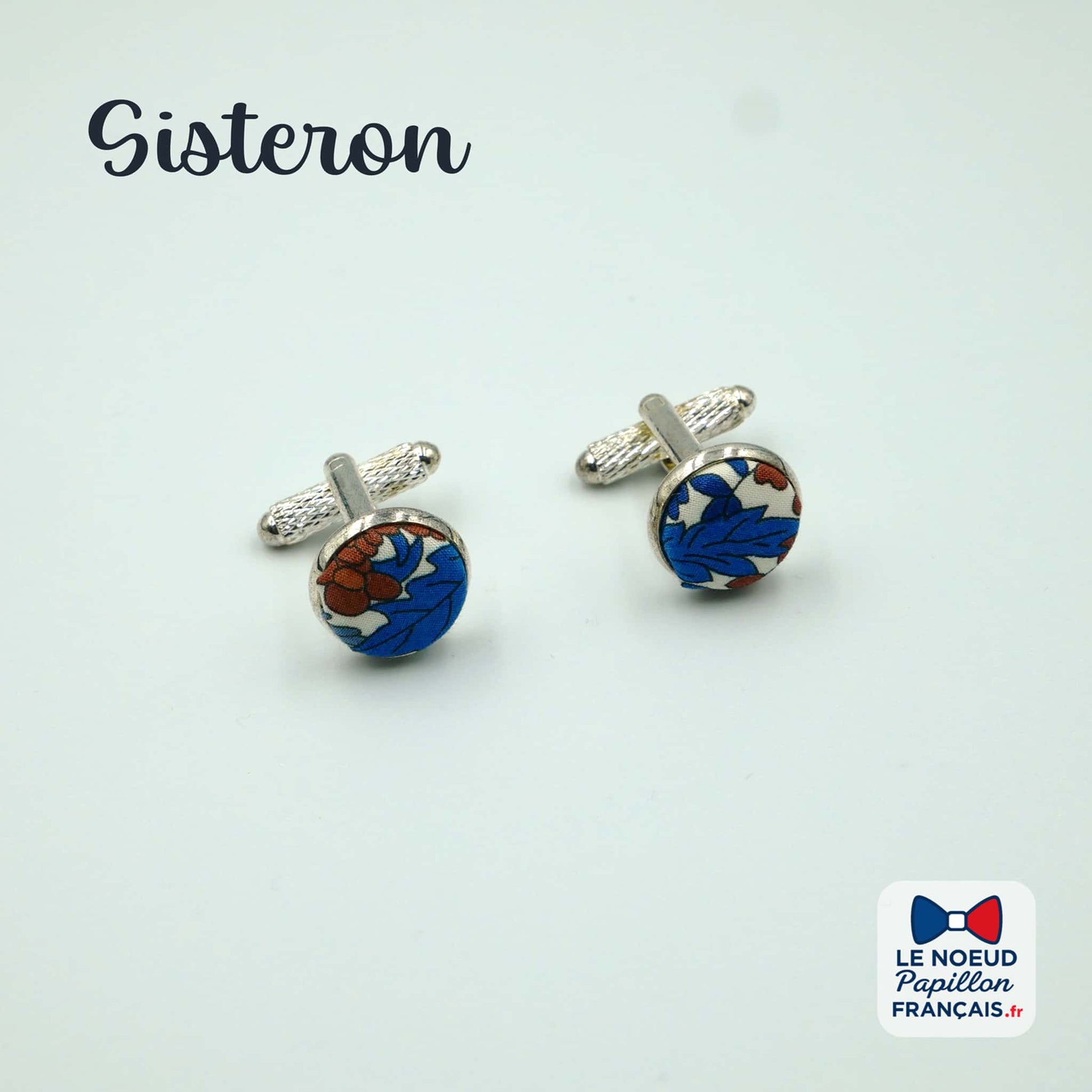 boutons de manchette bleu terracotta