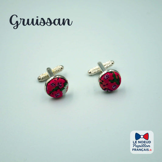 Boutons de manchette rose fleuri