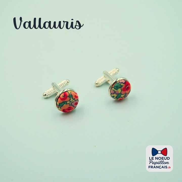 boutons de manchette fleuri corail