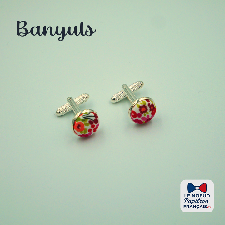 Boutons de manchette rose fleuri