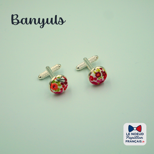 Boutons de manchette rose fleuri