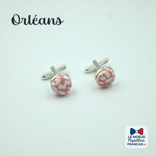 Boutons de manchette fleuri rose