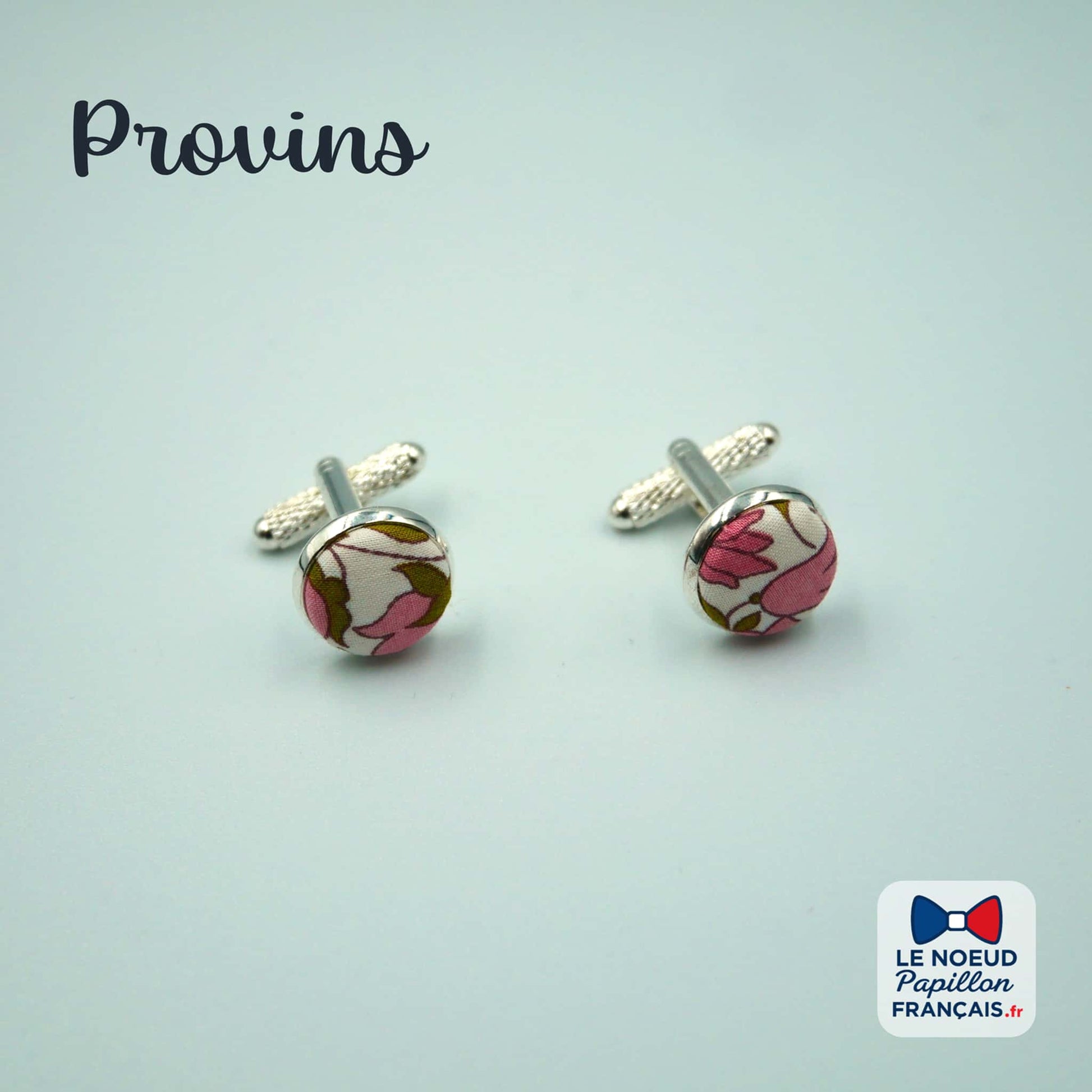 boutons de manchette rose vert liberty
