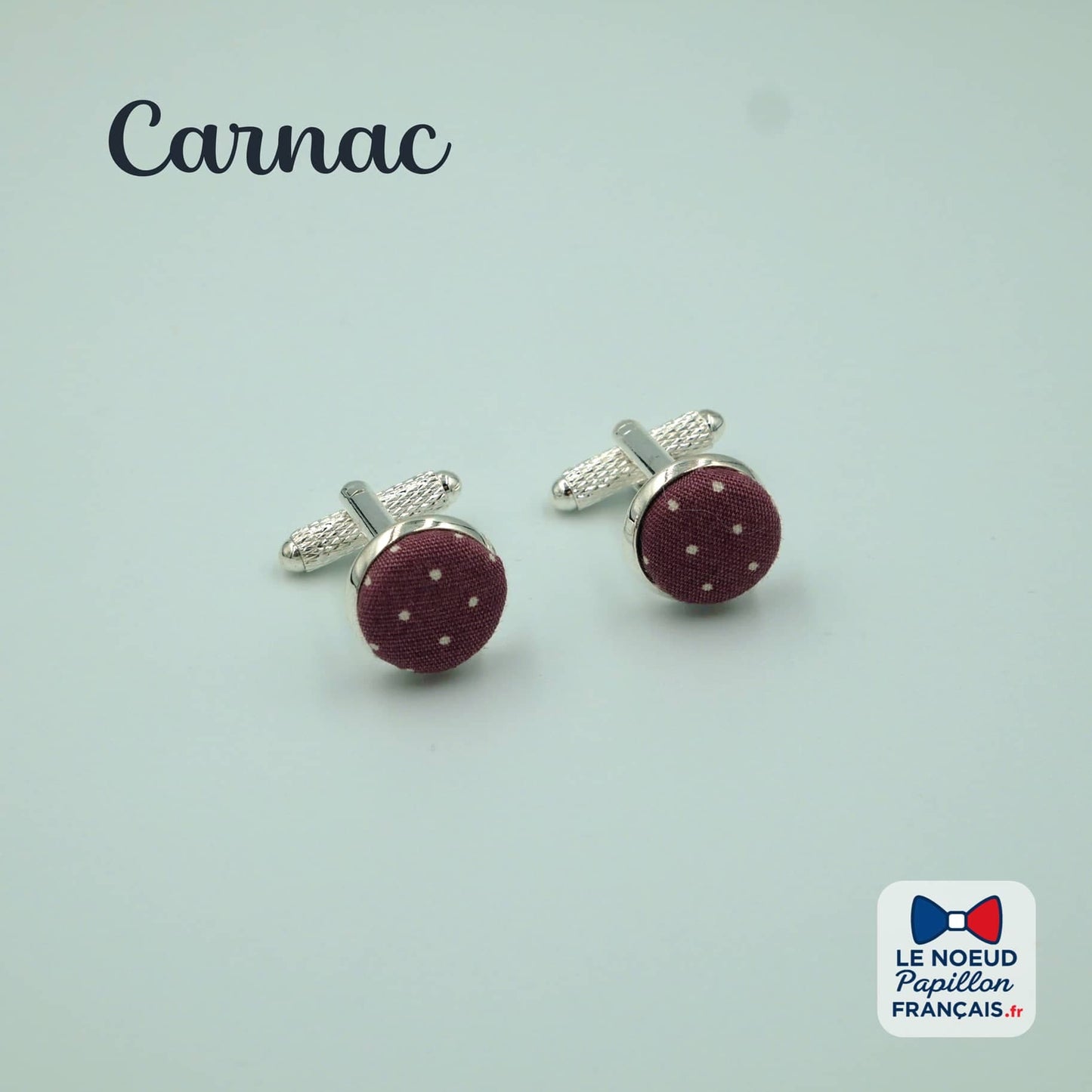 Boutons de manchette rose à pois blancs