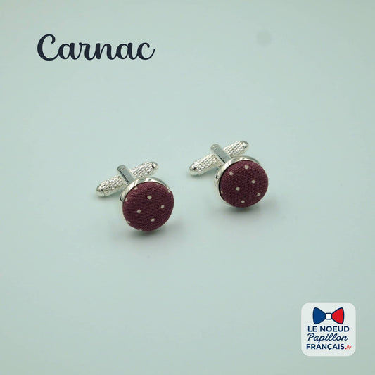 Boutons de manchette rose à pois blancs