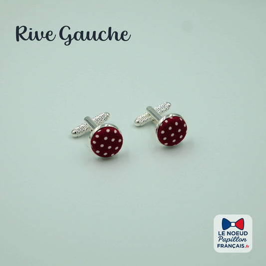 boutons de manchette rouge à pois blancs