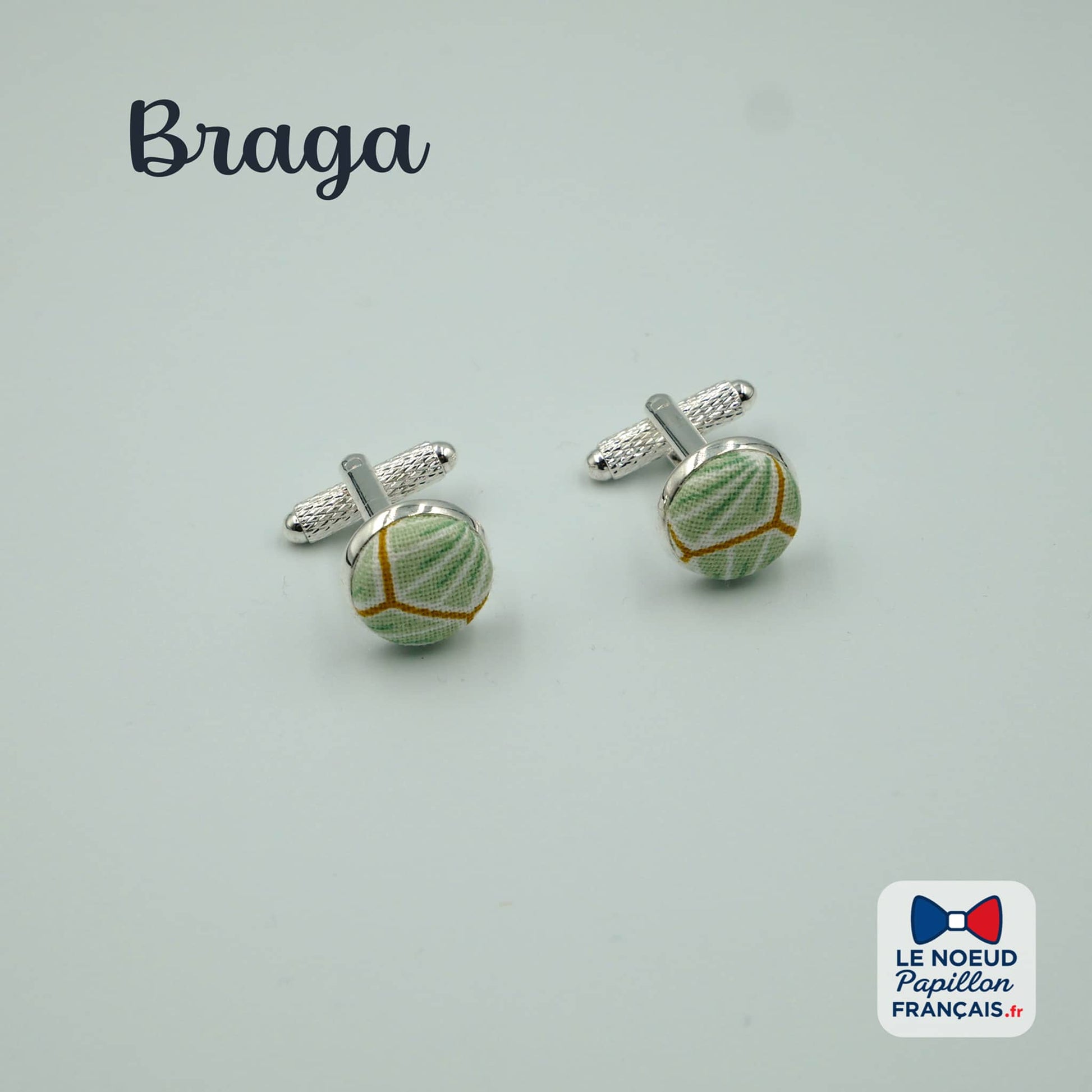boutons de manchette vert amande
