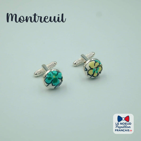 boutons de manchette floral vert