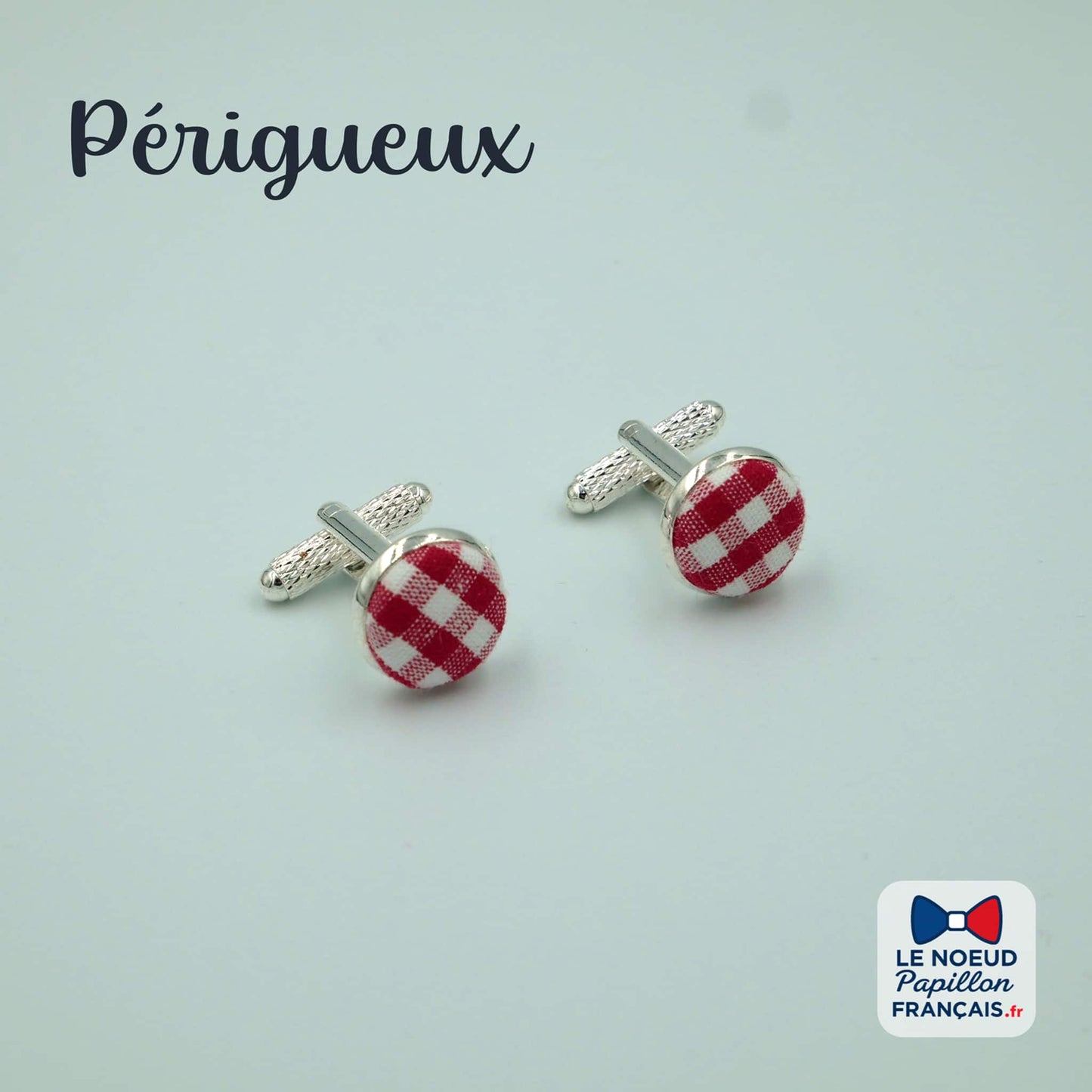 Boutons de manchette vichy rouge blanc