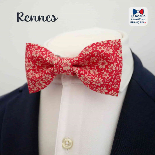 noeud papillon rouge fleuri