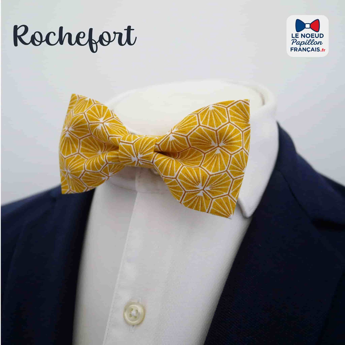 noeud papillon jaune géométrique