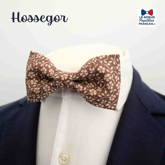 Noeud papillon fleuri vieux rose