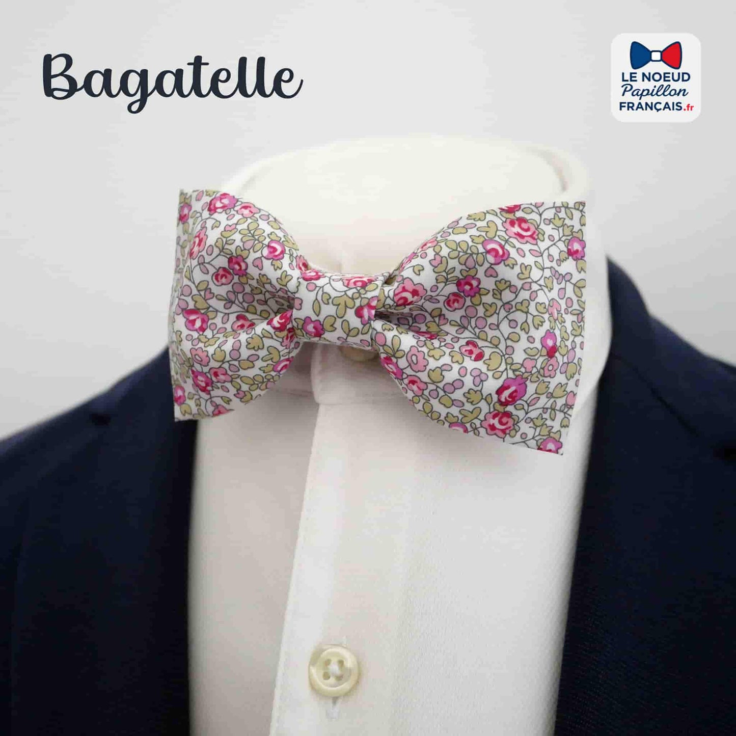 Noeud papillon vert amande rose