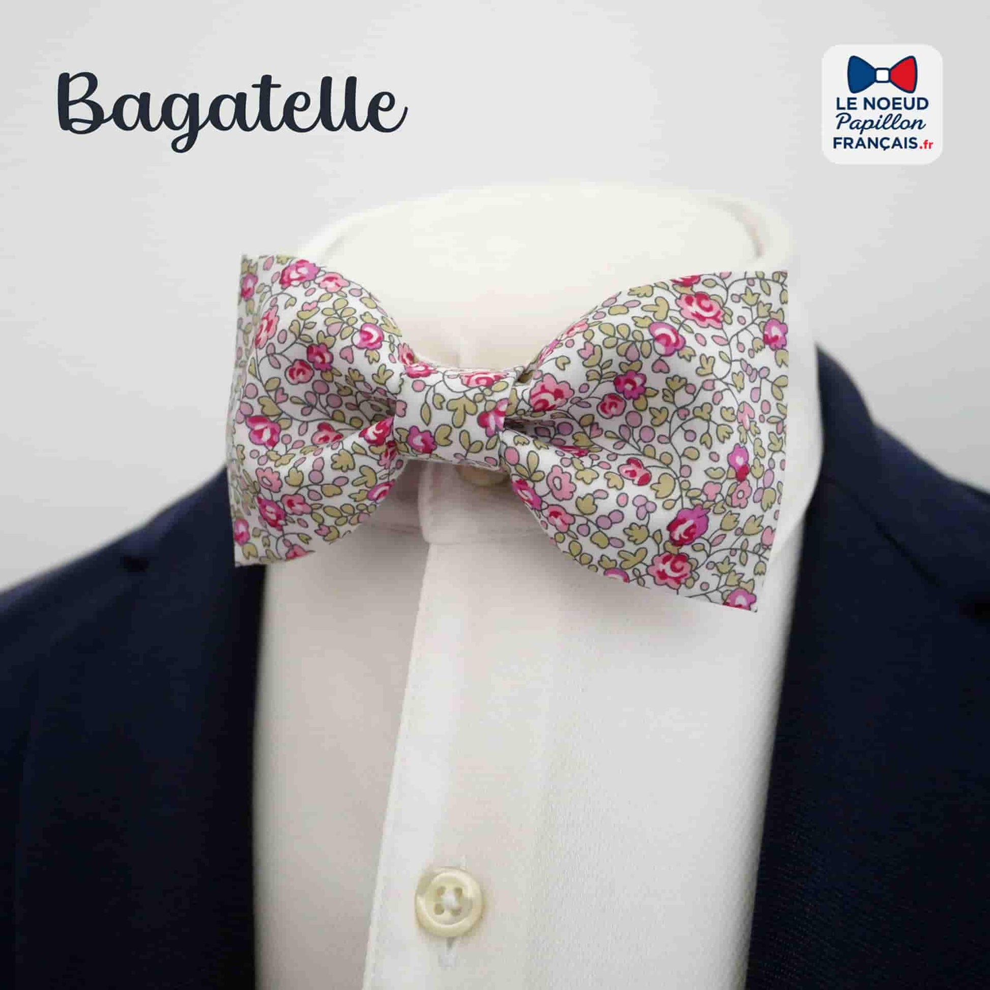 Noeud papillon vert amande rose