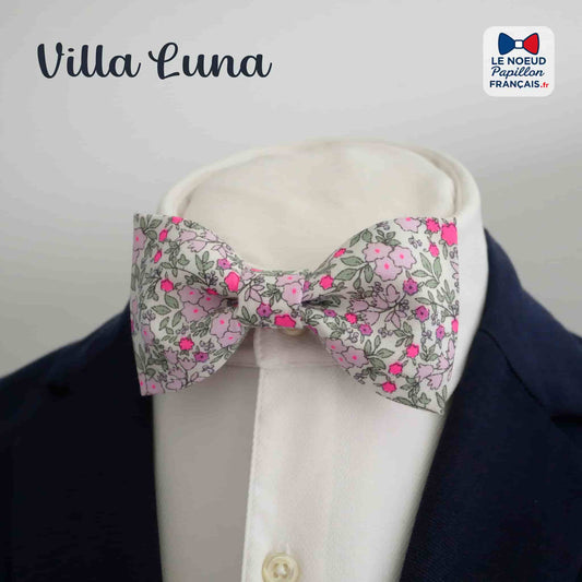 Noeud papillon rose vert fleuri