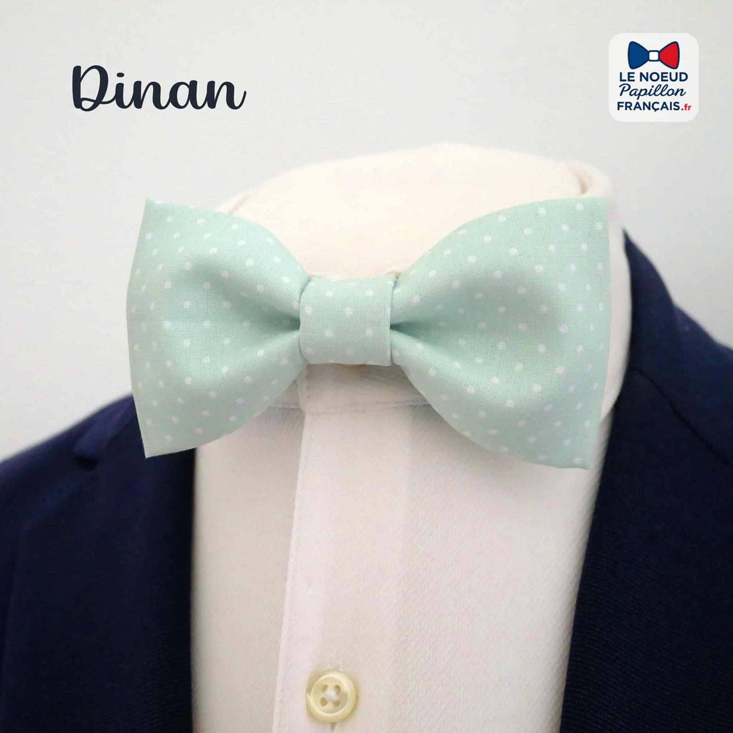 Noeud papillon vert clair à pois