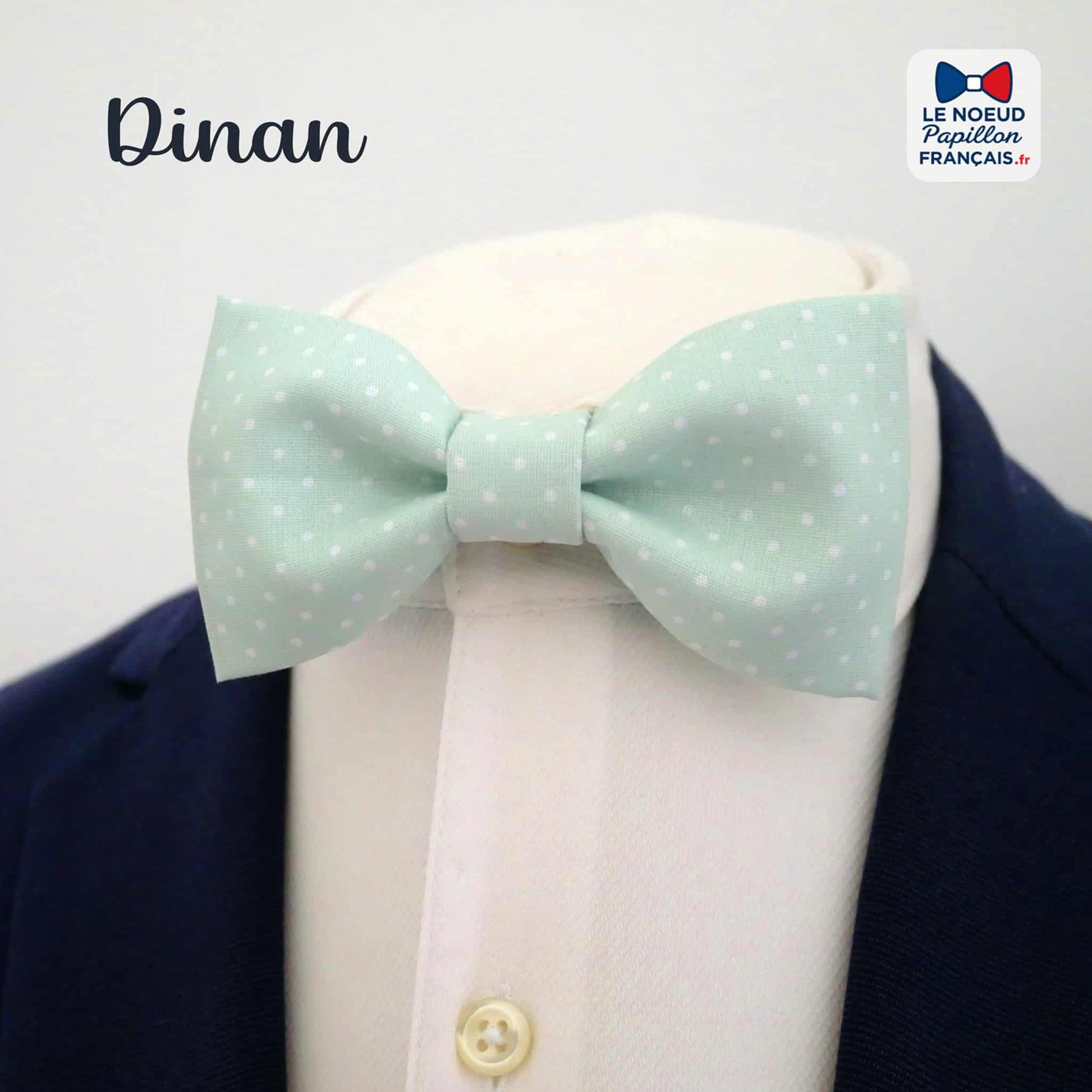 Noeud papillon vert clair à pois