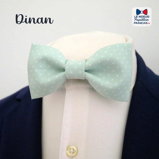 Noeud papillon vert clair à pois