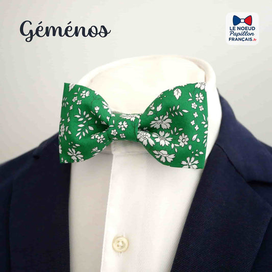 noeud papillon vert fleuri