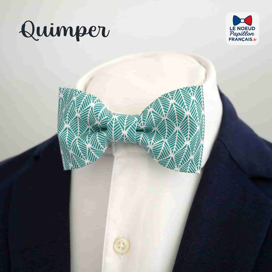 Noeud papillon vert canard motif graphique