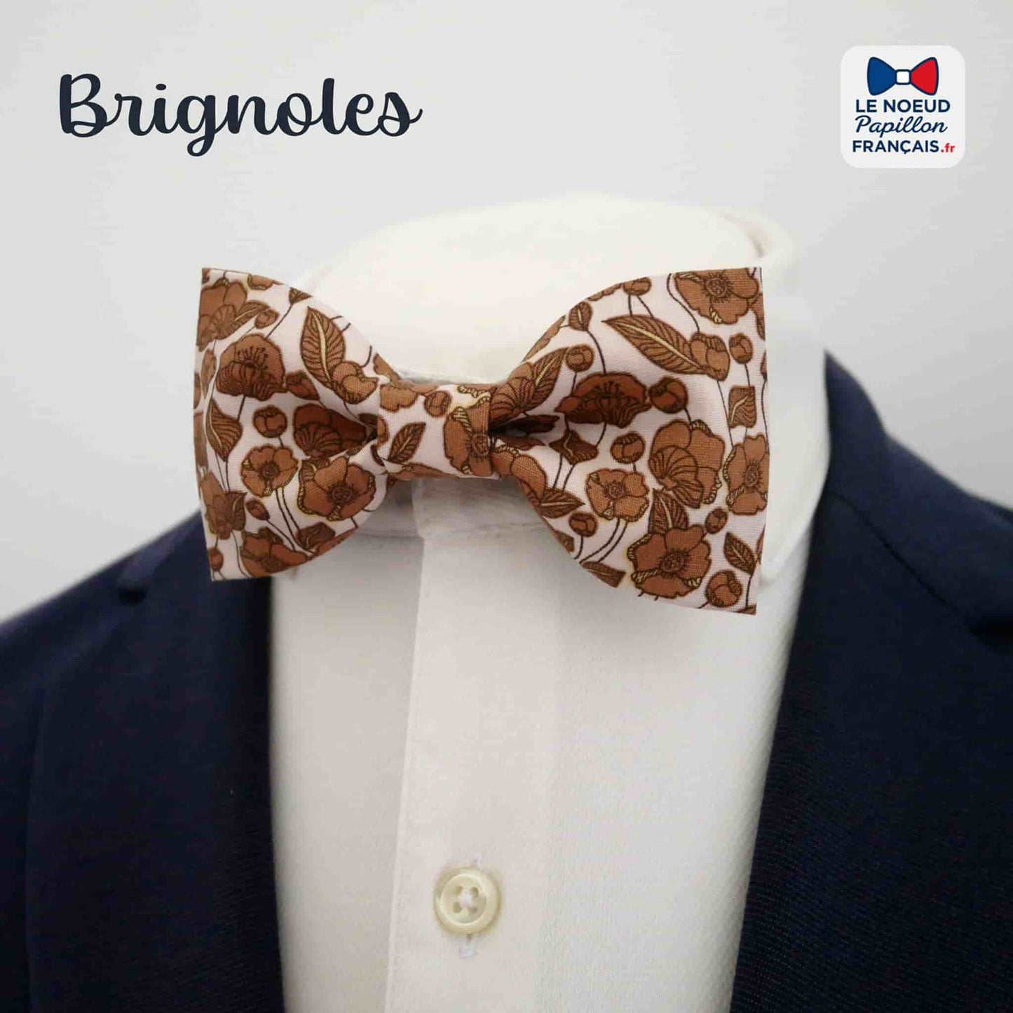 noeud papillon fleuri marron