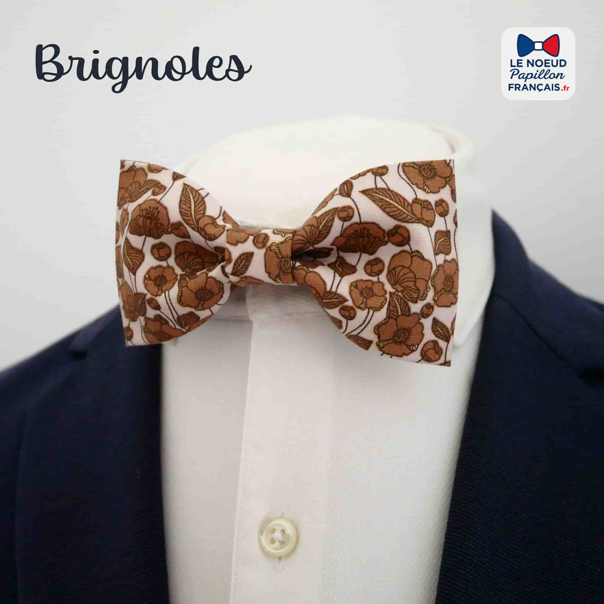 noeud papillon fleuri marron
