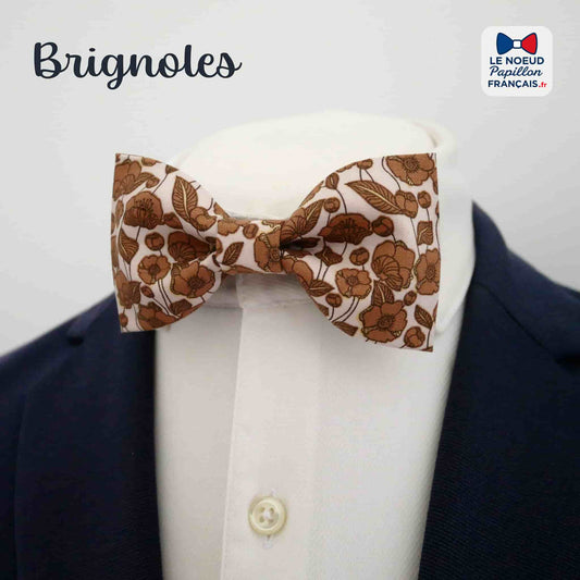 noeud papillon fleuri marron