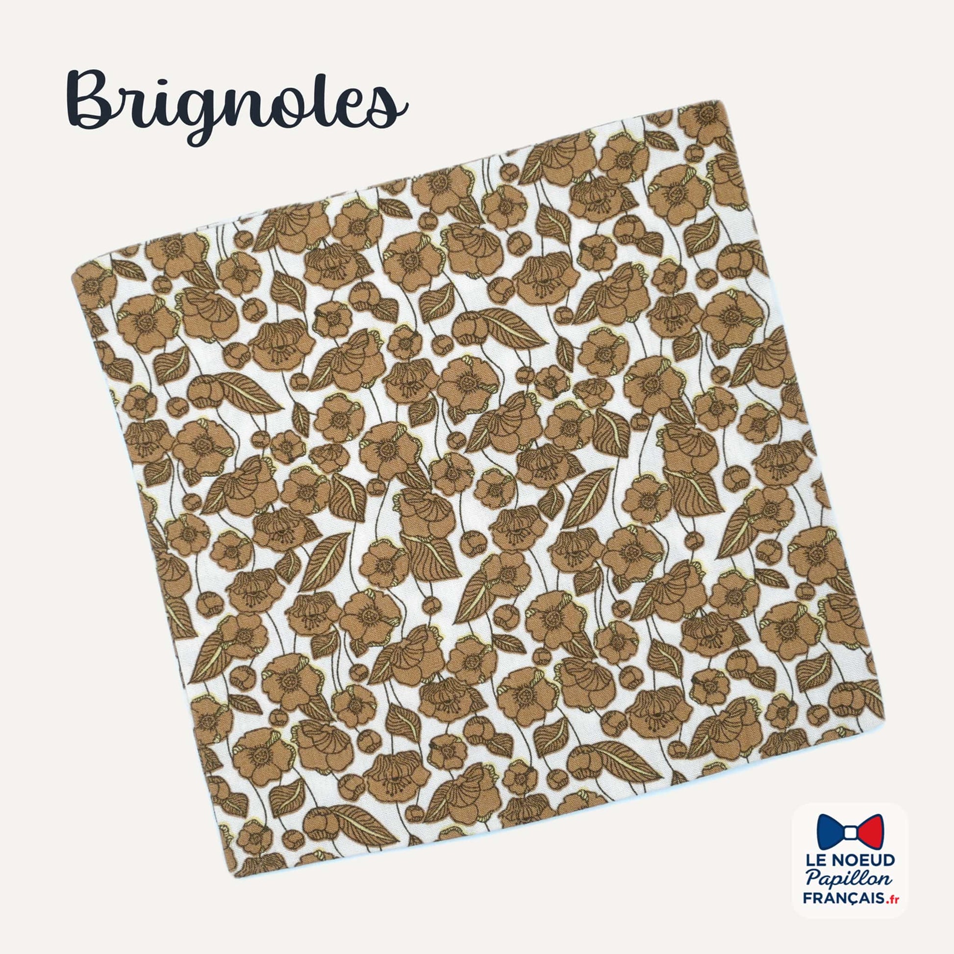 pochette de costume marron bronze fleuri