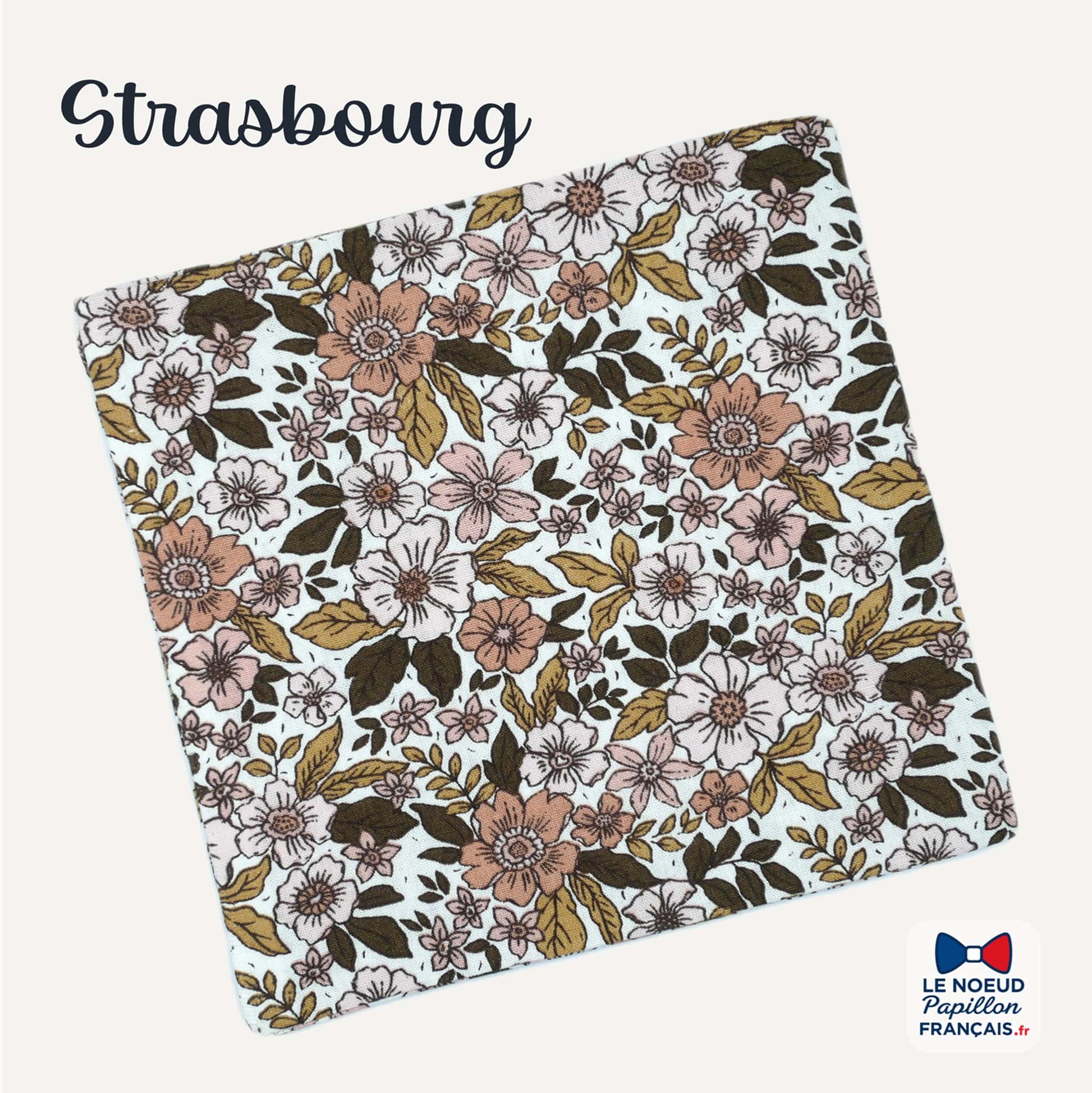 pochette de costume marron fleuri