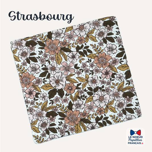 pochette de costume marron fleuri